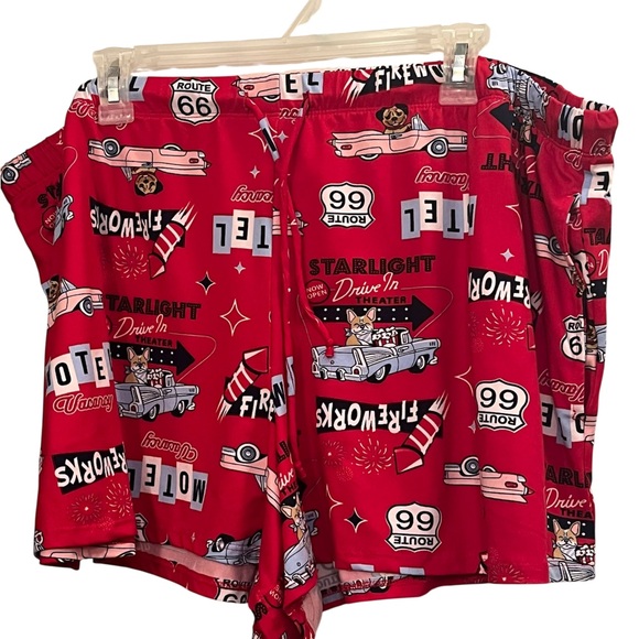 Secret Treasures Pants - 2X Secret Treasures Retro Red Printed Lounge Shorts